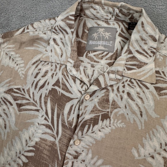 Margaritaville Other - Margaritaville Mens Size L Shirt Short Sleeve Palm Leaf Print Silk Linen Blend